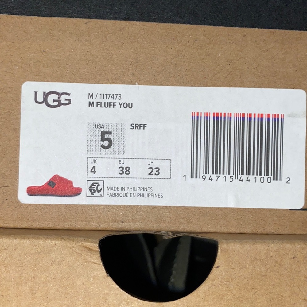 Red Ugg fluff you slide